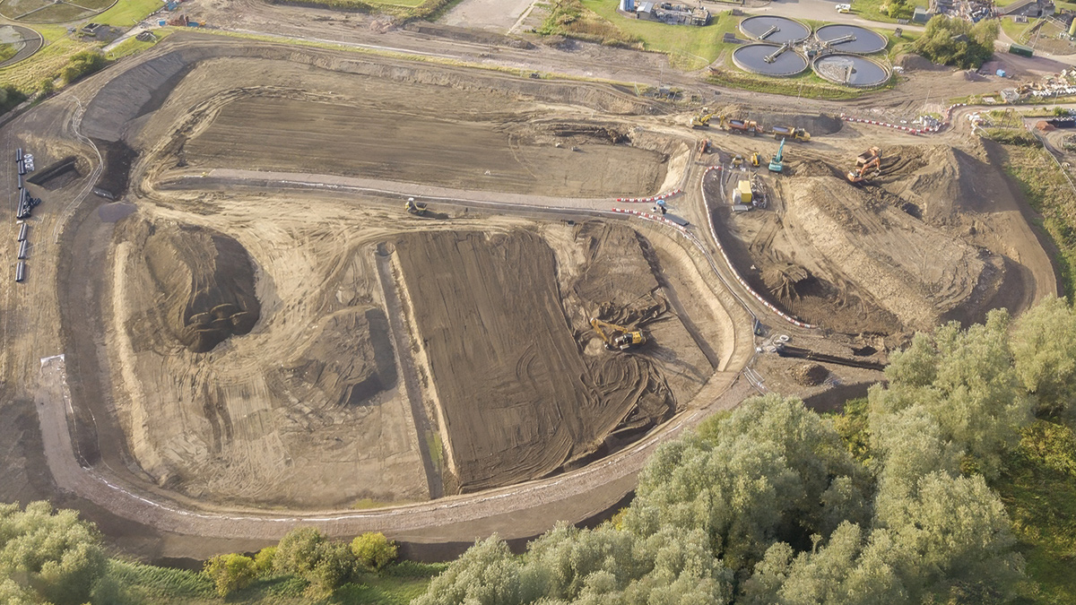 Groundworks underway to create the four wetland cells - Courtesy of Salix River & Wetland Services Ltd