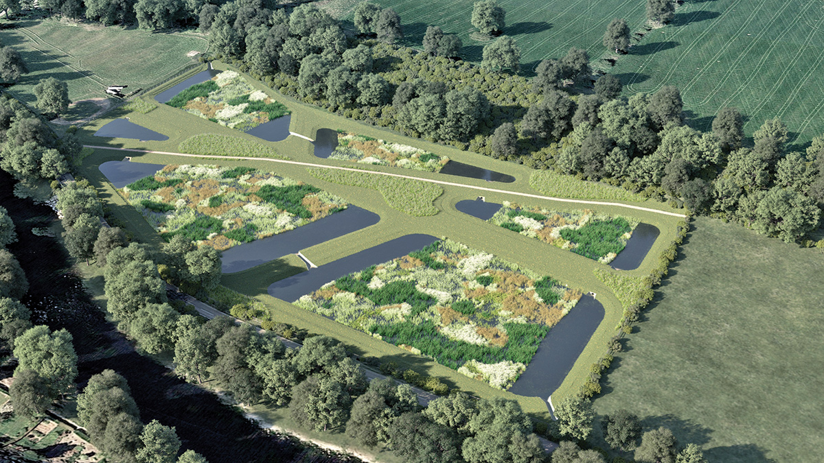 Integrated constructed wetland visual render - Courtesy of Stantec UK