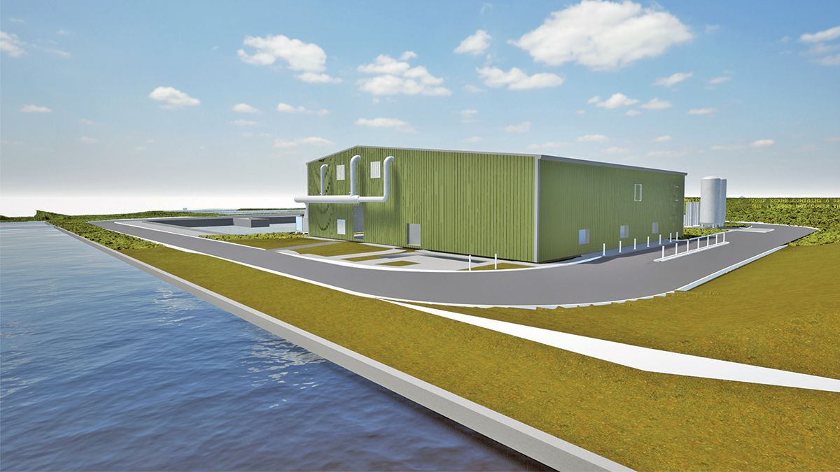 CAD model render of complete Knapp Mill WTW building - Courtesy of RSE