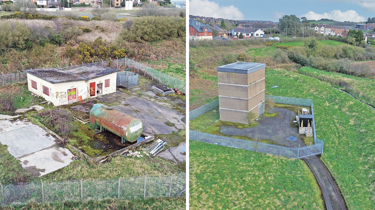 (left) The redundant pumping station and (right) the redundant lime dosing plant with Carryduff River to the right - Courtesy of Dawson-WAM Ltd