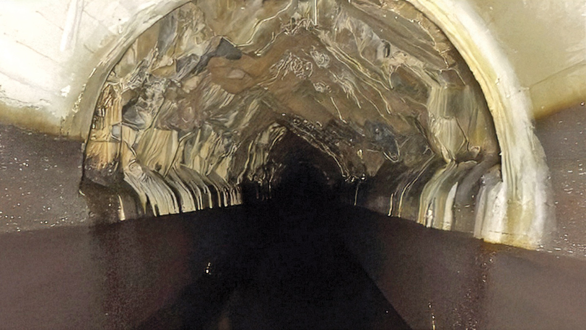 Drone image of the Mourne Conduit, indicative of a bedrock crown construction - Courtesy of Dawson-WAM Ltd