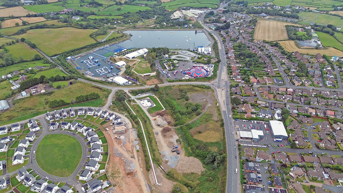 Completed Knockbracken CSO adjacent to a neighbouring housing development and Knockbracken Reservoir - Courtesy of Dawson-WAM Ltd