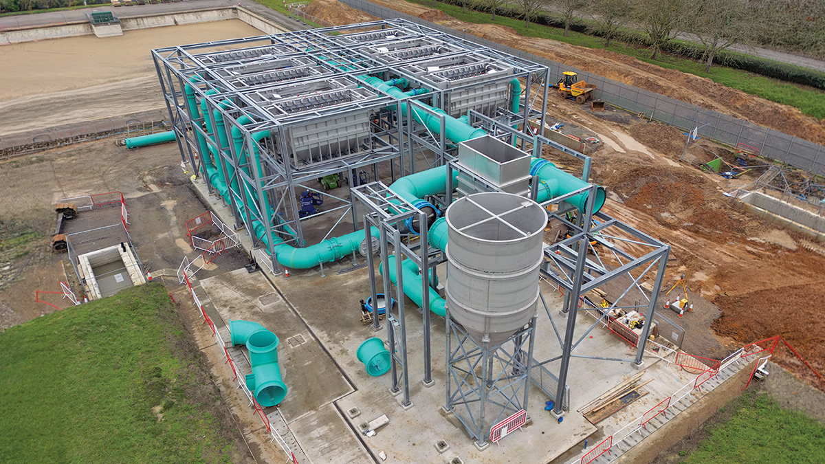 Large-scale elevated Mecana plant under construction at Layer WTW - Courtesy of Stantec UK
