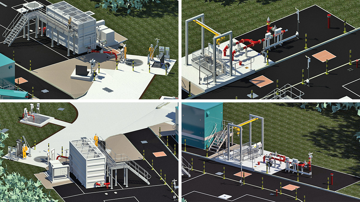 3D models: (left) the MBBR plant and (right) the MBBR feed pump station - Courtesy of BIMTek Limited