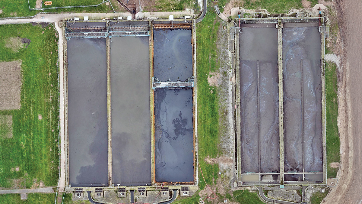 (left) The three existing PSTs and (right) the two existing storm tanks - Courtesy of Severn Trent