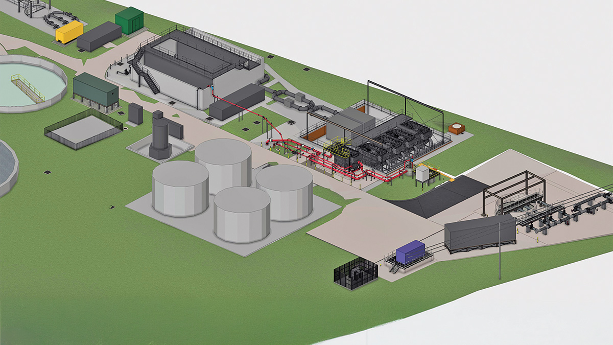 Revit model showing side-stream Mecana filter and AMP8 Infra scheme pump station – Courtesy of MMB and GEDA