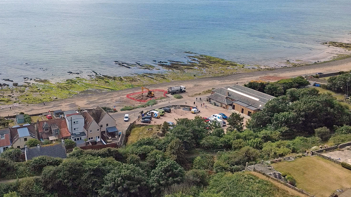 Lower Largo Beach where 600m of damaged sewer was repaired to reduce saline ingress entering the new treatment process - Courtesy of RSE