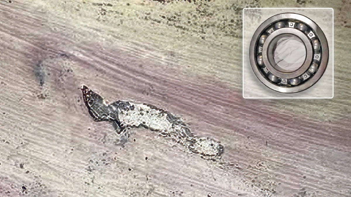 Balmore spare pump: Surface damage and (inset) bearings - Courtesy of WGM Engineering