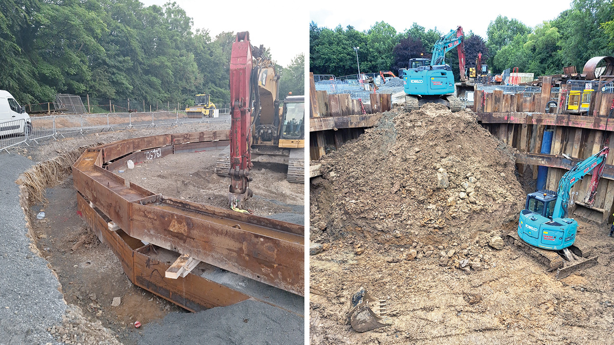 Cofferdam construction for new aeration tank - Courtesy of Ward & Burke