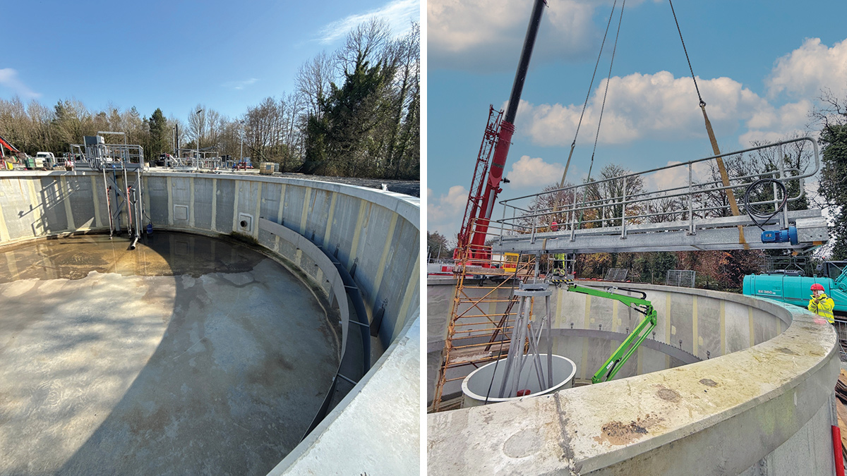 (left) New stormwater tank and (right) final settlement tank under construction - Courtesy of Ward & Burke
