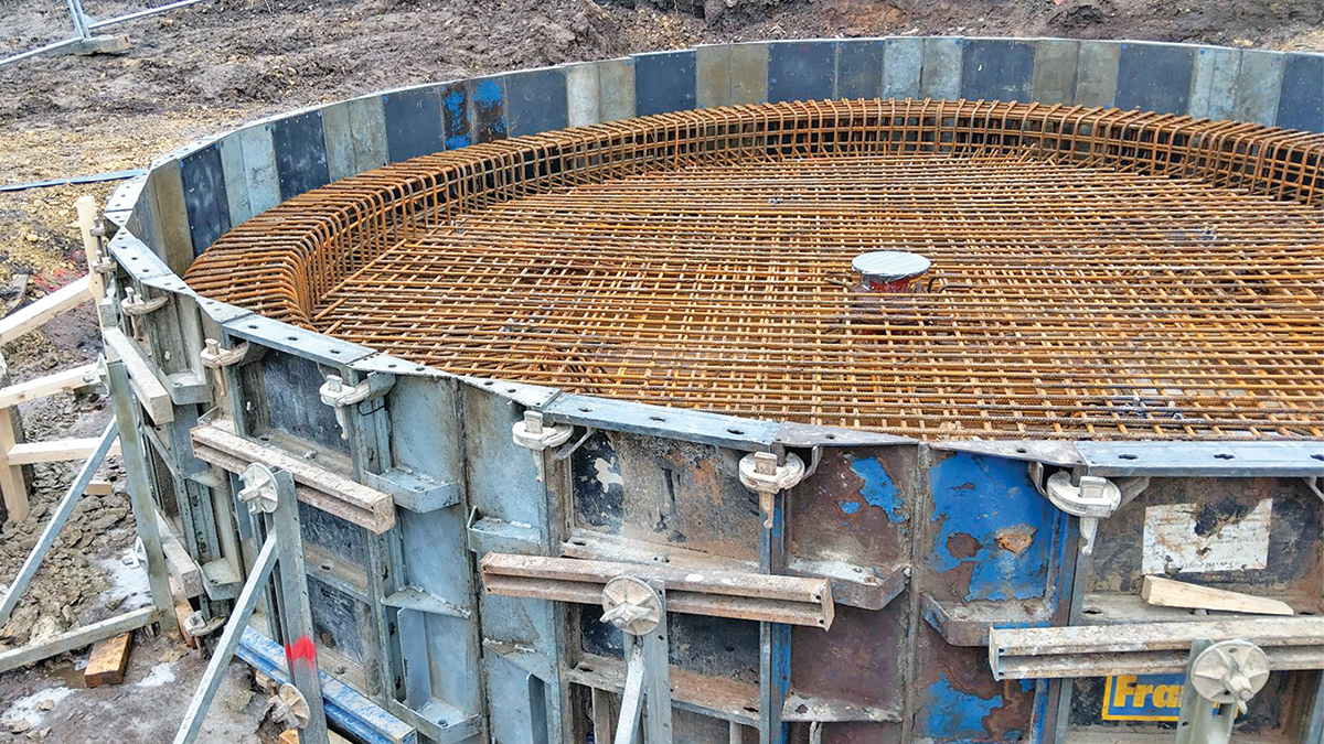 Rebar for the base of the Greatham STW above-ground tank - Courtesy of Esh Stantec