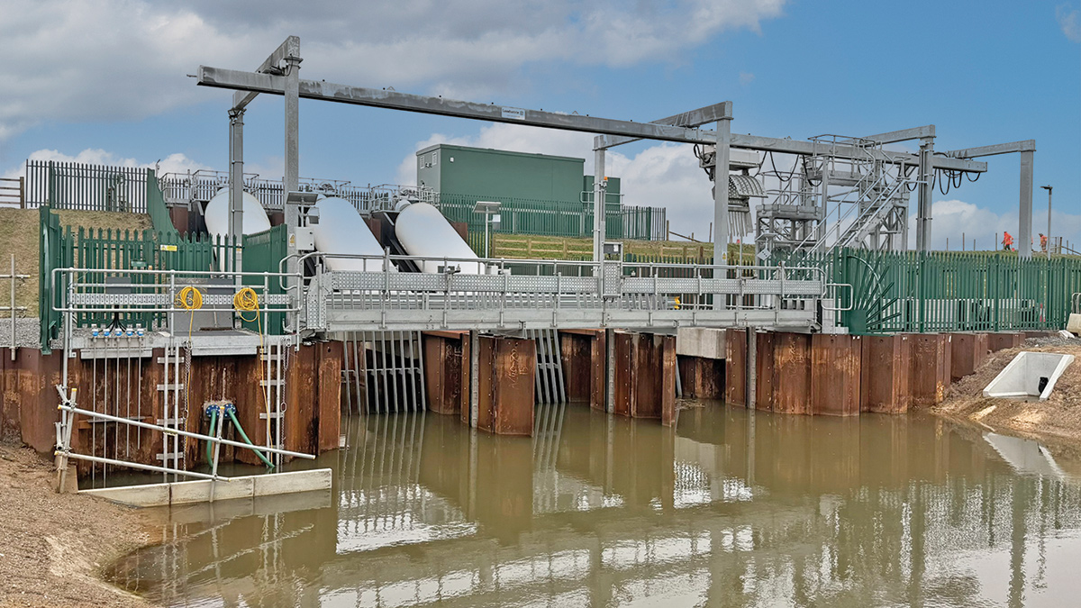 Skeffling Pumping Station view from inlet channel - Courtesy of JBA Bentley