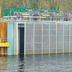 The completed eel screen installation at Ovingham RWPS (February 2026) - Courtesy of Mott MacDonald Bentley