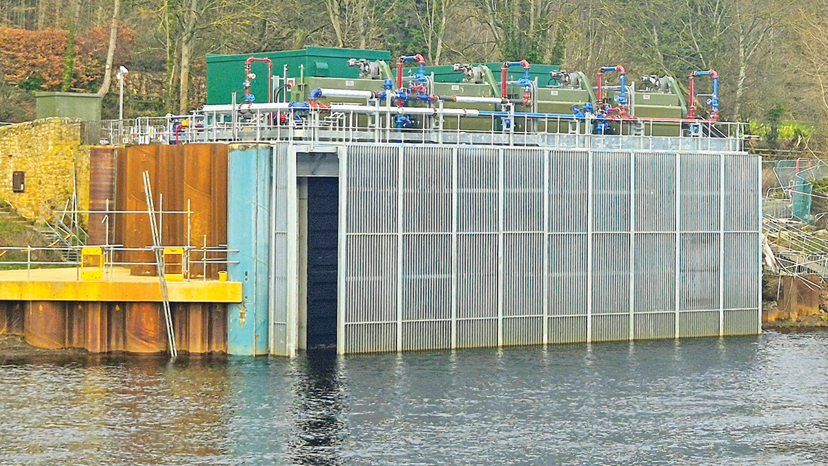 The completed eel screen installation at Ovingham RWPS (February 2026) - Courtesy of Mott MacDonald Bentley