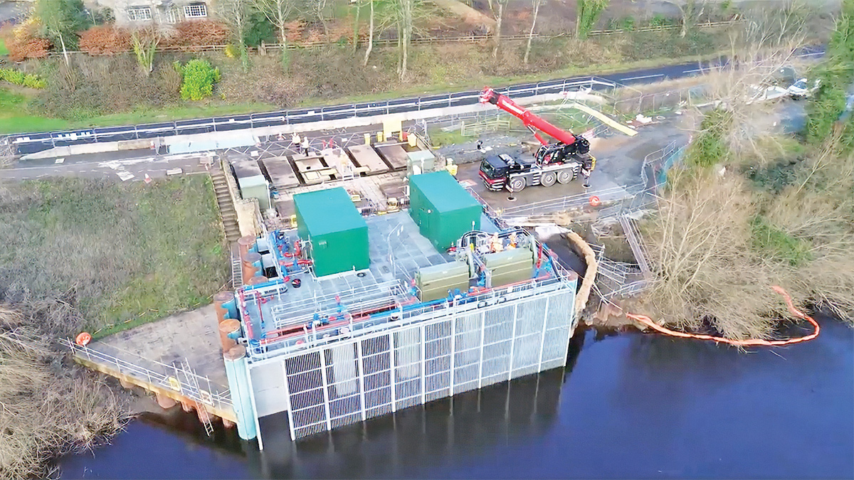 Ovingham RWPS with the first two (of four) Hydrolox eel screens in place - Courtesy of Mott MacDonald Bentley