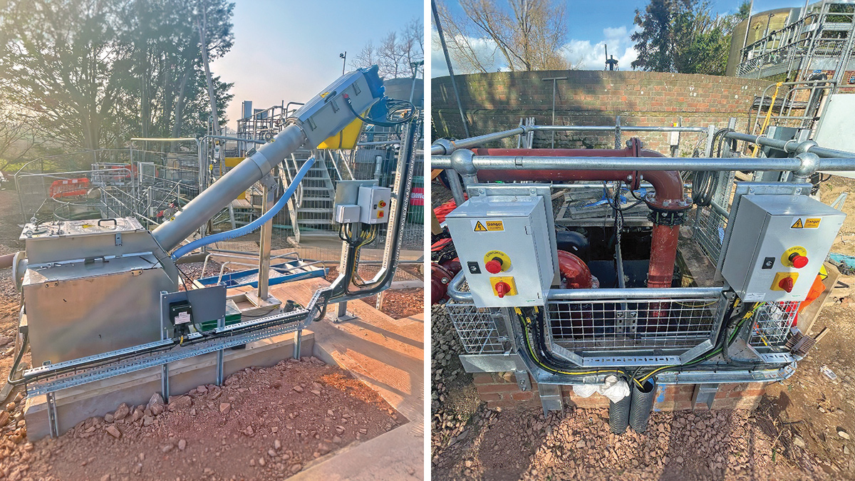 (left) SAVECO Environmental storm water handling unit and (right) storm tank feed pump station - Courtesy of Galliford Try
