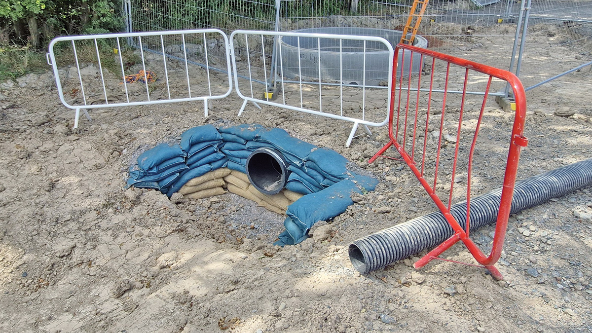 The inlet headwall under construction - Courtesy of Mott MacDonald Bentley