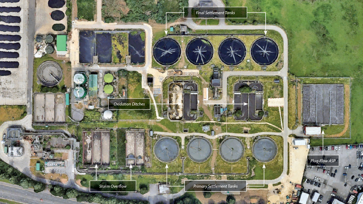 Google Earth image of Sandall WwTW pre-aeration system upgrade