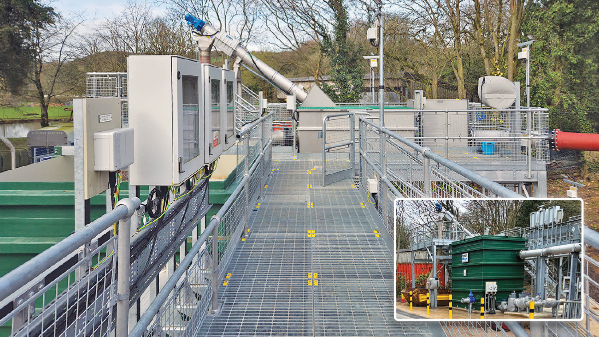 Grit trap and Ro9 rag removal screening unit and (inset) the inlet pumping station & GMS platform - Courtesy of BIMTek Limited
