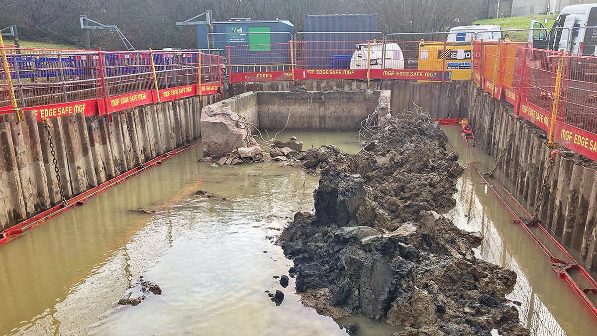 Demolition of the redundant humus tank - Courtesy of Stonbury