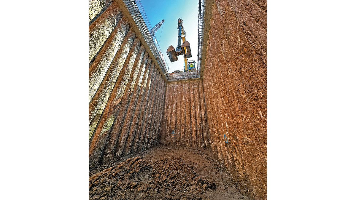 Secant piled retaining structure for the new Upper Falls WwPS - Courtesy of Murphy / Dawson-WAM JV
