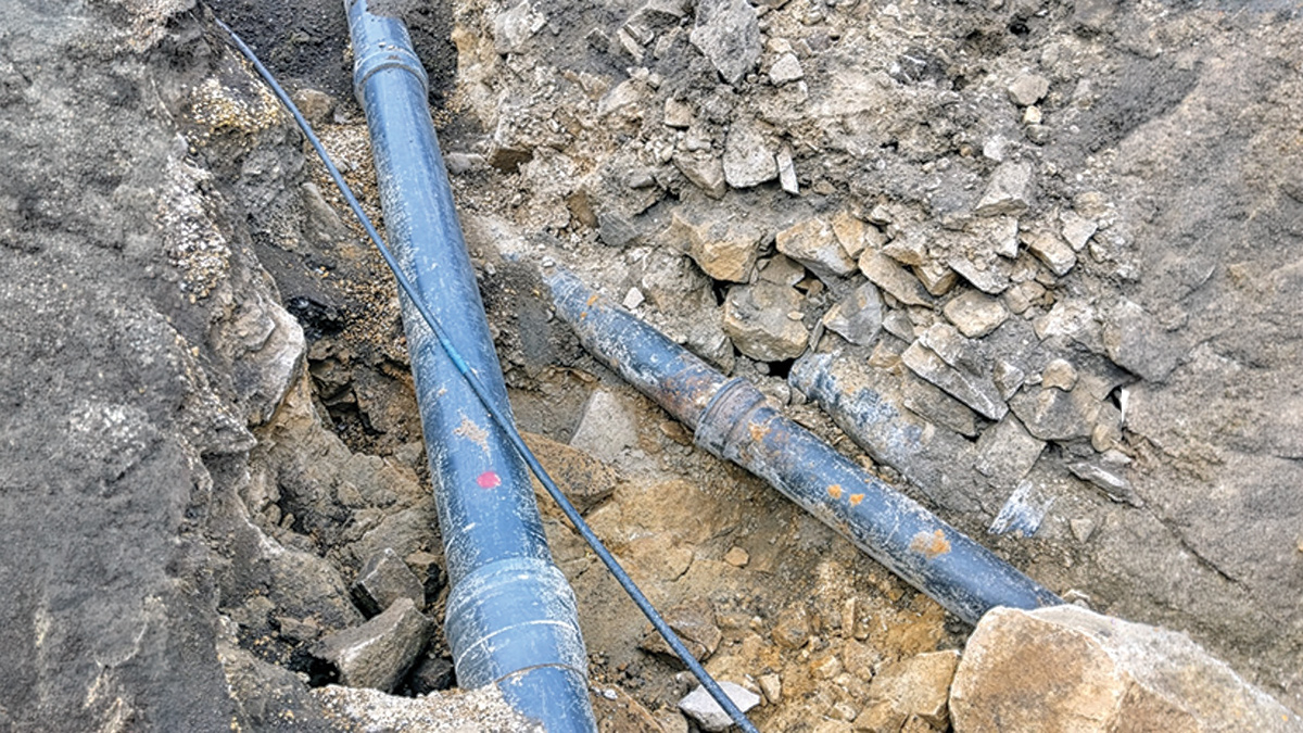 Existing pipework installed within difficult ground - Courtesy of Esh Stantec
