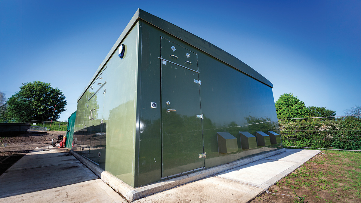 GRP Kiosk midway through compound construction - Courtesy of Esh Stantec