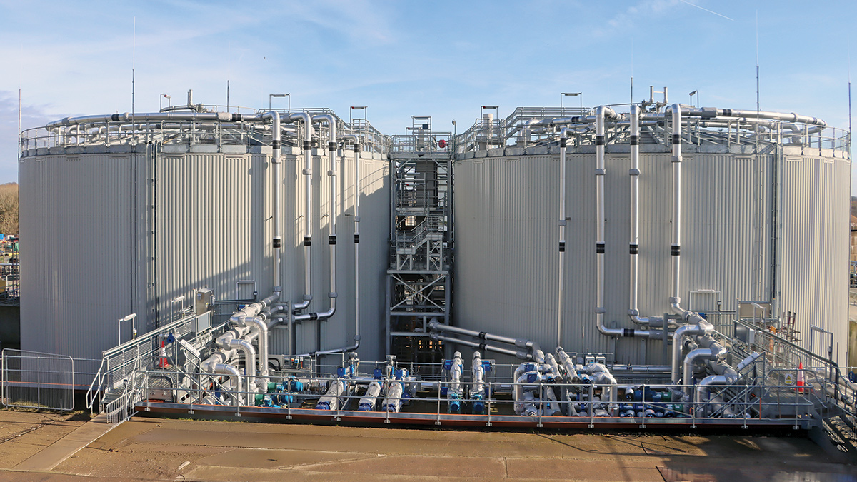 The two new 4,200m3 anaerobic digesters constructed by Hayes GFS Ltd - Courtesy of @one Alliance