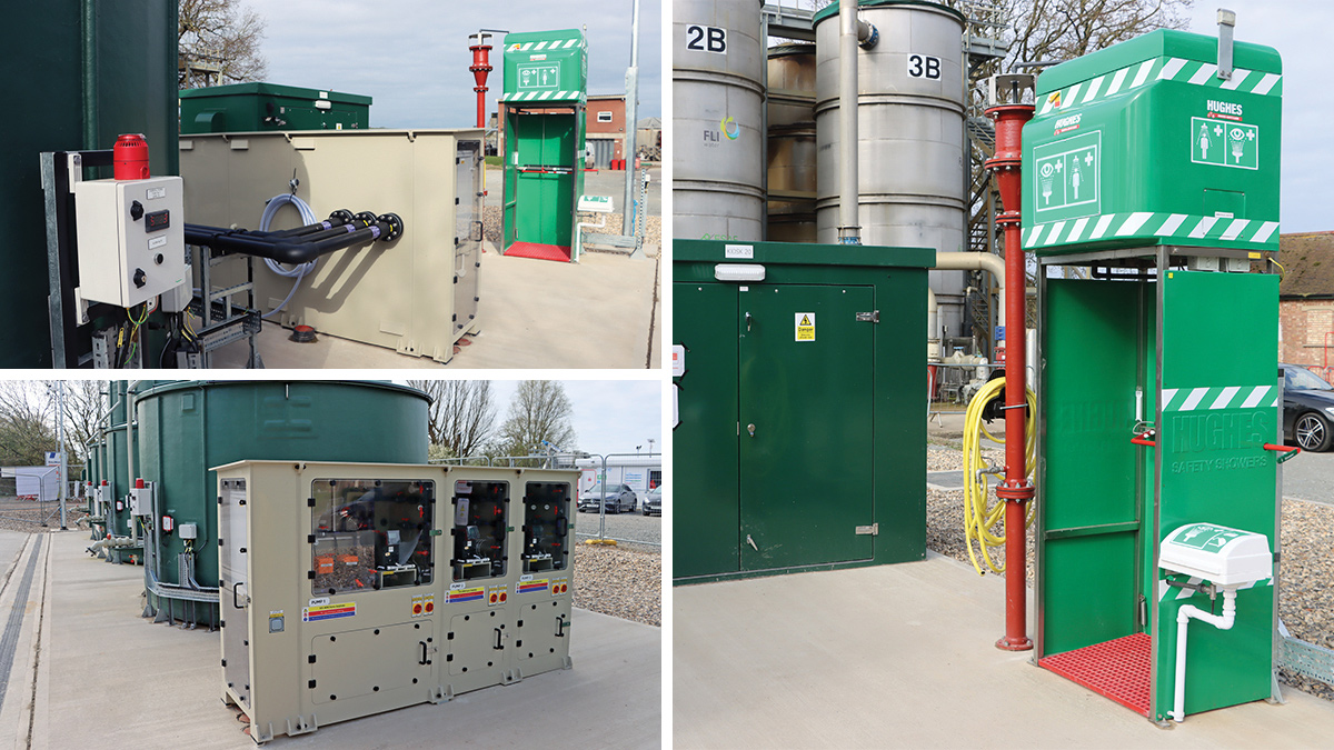 Ferric dosing pumps, controls and safety shower - Courtesy of @one Alliance