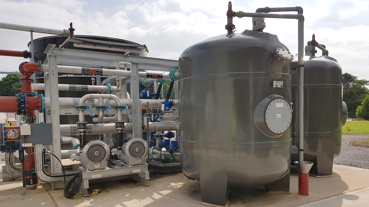 The fully-commissioned FilterClear plant comprises four filters and duty standby pumps and blowers - Courtesy of Bluewater Bio Ltd