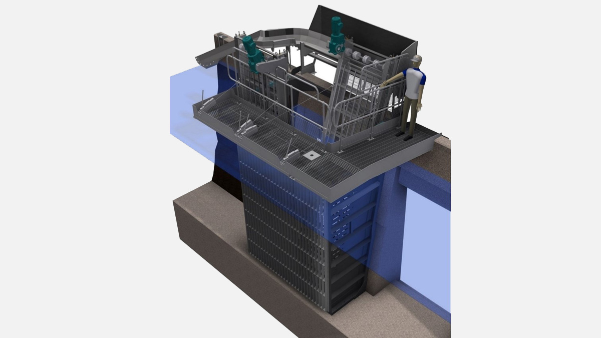 GoFlo 3D CAD model of the proposed screens, intake box and walkways