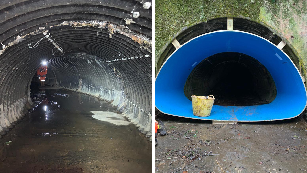 (left) Host pipe inspection and (right) site preparation - Courtesy of MDA Ltd